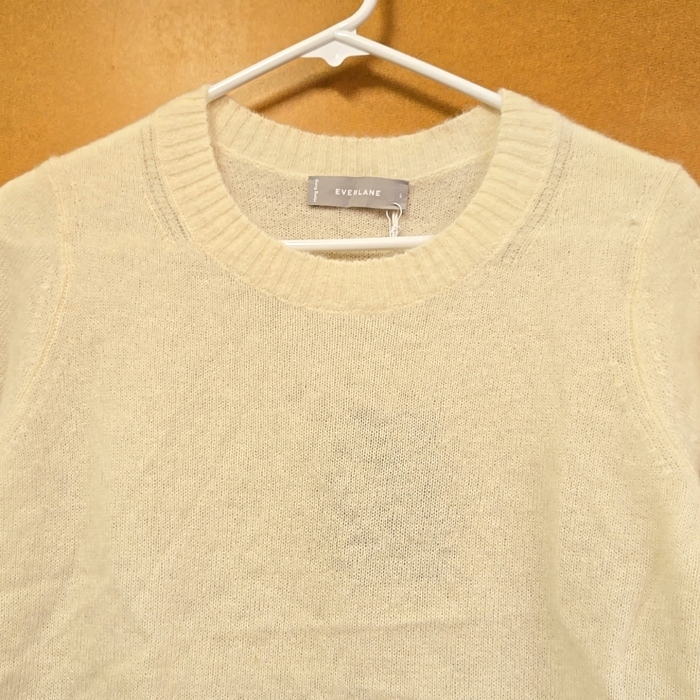 Everlane Size S Ivory Alpaca Wool Blend Knit T-Shirt - Picture 2 of 8